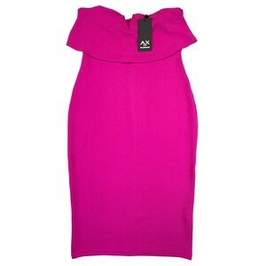 AX Paris Dress Women's Size 8 Pink Valentine's Day Strapless Bodycon Midi Dress